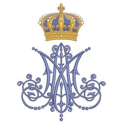 Diseño Para Bordado Mariano Contorneado Con Corona