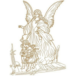 Diseño Para Bordado ángel Protector Contorneado