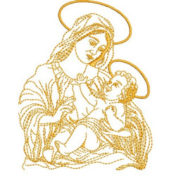 Diseño Para Bordado Virgen Con Jesús Contour 2