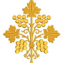 Embroidery Design Bunch Of Grapes Golden