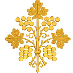 Embroidery Design Bunch Of Grapes Golden 2