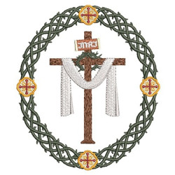 Embroidery Design Cross Thorough Crown With Handle