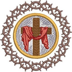 Embroidery Design Crown Of Thorns Cross With Mantle