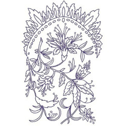 Embroidery Design Contorned Floral Arrangement 3