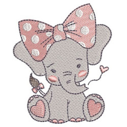 Embroidery Design Lady Girl Elephant