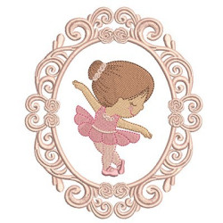Embroidery Design Cute Ballerina In Frame 1