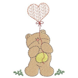 Embroidery Design Bear With Balloon
