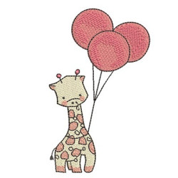 Embroidery Design Giraffe Baby With Balloons