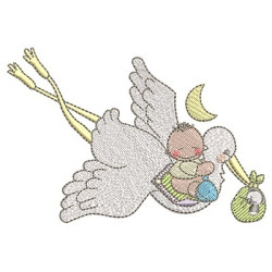 Embroidery Design Stork With Baby 2