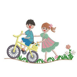BOY AND GIRL ON BICYCLE