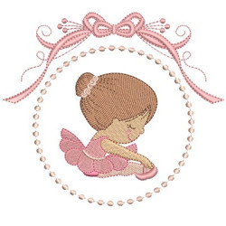 Embroidery Design Cute Ballerina In Frame 6