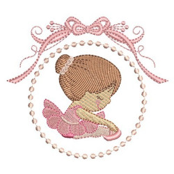 Embroidery Design Cute Ballerina In Frame 9