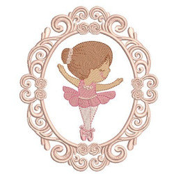 Embroidery Design Cute Ballerina In Frame 12