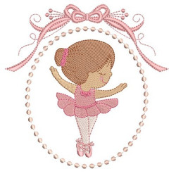 Embroidery Design Cute Ballerina In Frame 10
