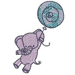 Embroidery Design Elefant With Balloon