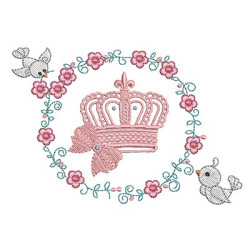 Embroidery Design Floral Frame With Crown 7