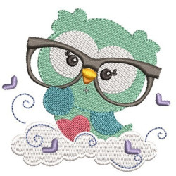 Embroidery Design Owl Glasses 7