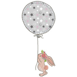 Embroidery Design Bunny With Applied Balloon 1