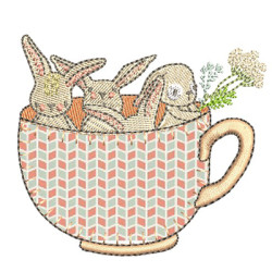 Embroidery Design Bunnies In The Cup 1