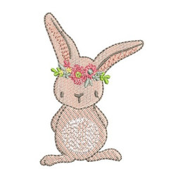 Embroidery Design Bunny With Flowers 8 Cm