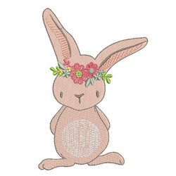 Embroidery Design Bunny With Flowers 18 Cm