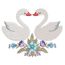 Embroidery Design Pair Of Swan