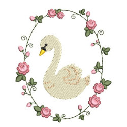 Matriz De Bordado Cisne Na Moldura