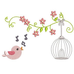 Embroidery Design Finch Cute