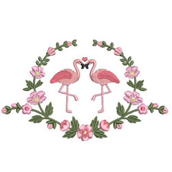 Diseño Para Bordado Marco De  Flamingos 1