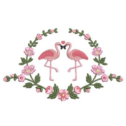 Diseño Para Bordado Marco De  Flamingos 2