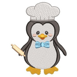 Diseño Para Bordado Pingüino Niño Cocinero 1