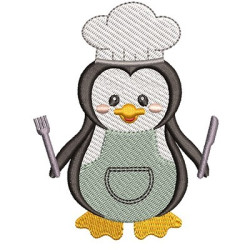 Embroidery Design Penguin Boy Cook 2