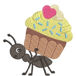 Diseño Para Bordado Hormiga Cargadora Cupcake