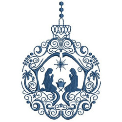 Matriz De Bordado Bola De Natal Sagrada Família 3