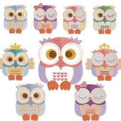 Embroidery Design Package 9 Owls