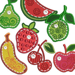 Diseño Para Bordado Paquete 7 Fruta Decorada