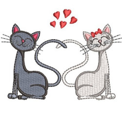 Diseño Para Bordado Casal De Gatos