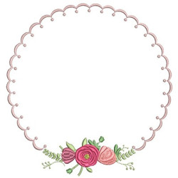 Diseño Para Bordado Marco Delicado Con Flores