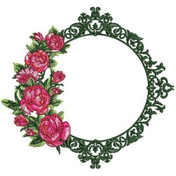 Diseño Para Bordado Marco Provenzal 13 Cm Con Rosas