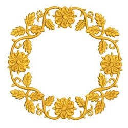 Embroidery Design Gold Floral Frame 2