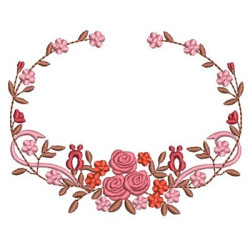 Embroidery Design Frame Branch With Roses 1
