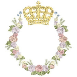 Embroidery Design Big Floral Frame With Crown 2