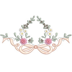 Embroidery Design Floral Frame With Tie 14