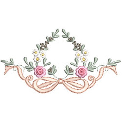 Embroidery Design Floral Frame With Tie 15