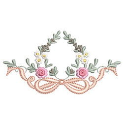 Embroidery Design Floral Frame With Tie 16