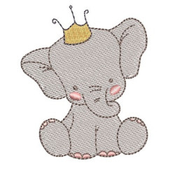 Diseño Para Bordado Elefante Niño Corona