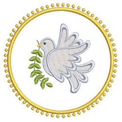 Embroidery Design Peace Dove Medal