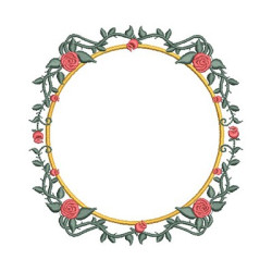 Embroidery Design Frame Branch With Roses 2