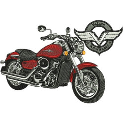 Embroidery Design Red Motorcycle