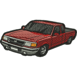 Embroidery Design Contourned Red Pickup Truck